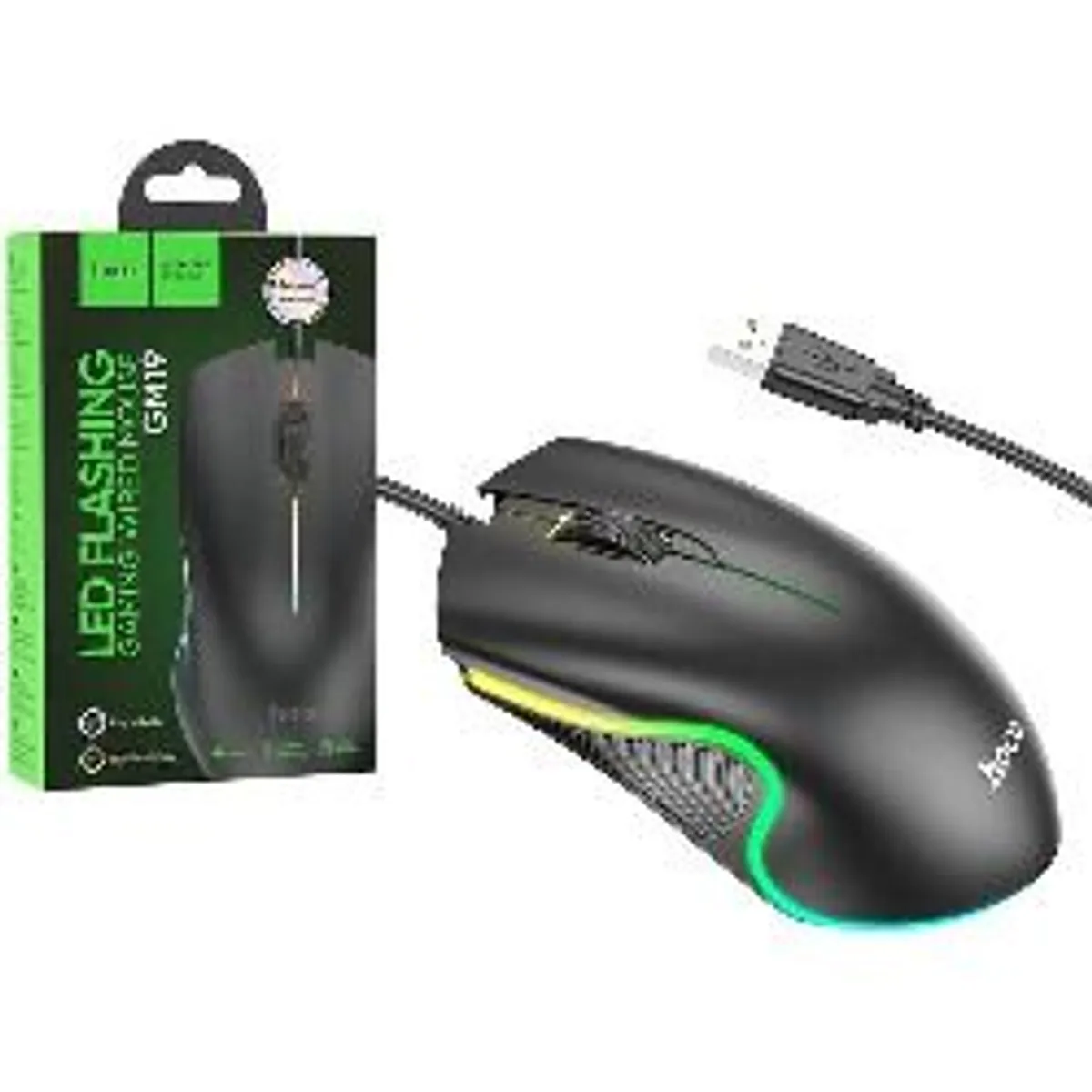 Gaming Hoco GM19 LED Luminous Gaming 1.4m Wired Mouse LED Flashing - Image 1