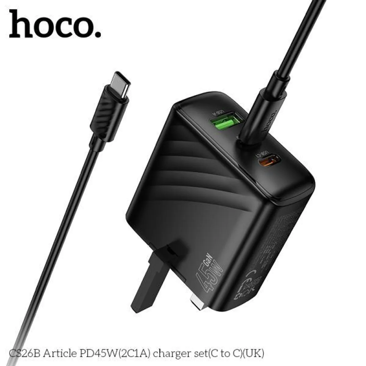 45W Fast Charging CS26B PD45W(2C1A) Charger (C to C) (UK) - Image 1