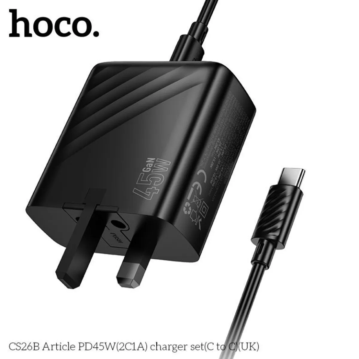 45W Fast Charging CS26B PD45W(2C1A) Charger (C to C) (UK) - Image 3