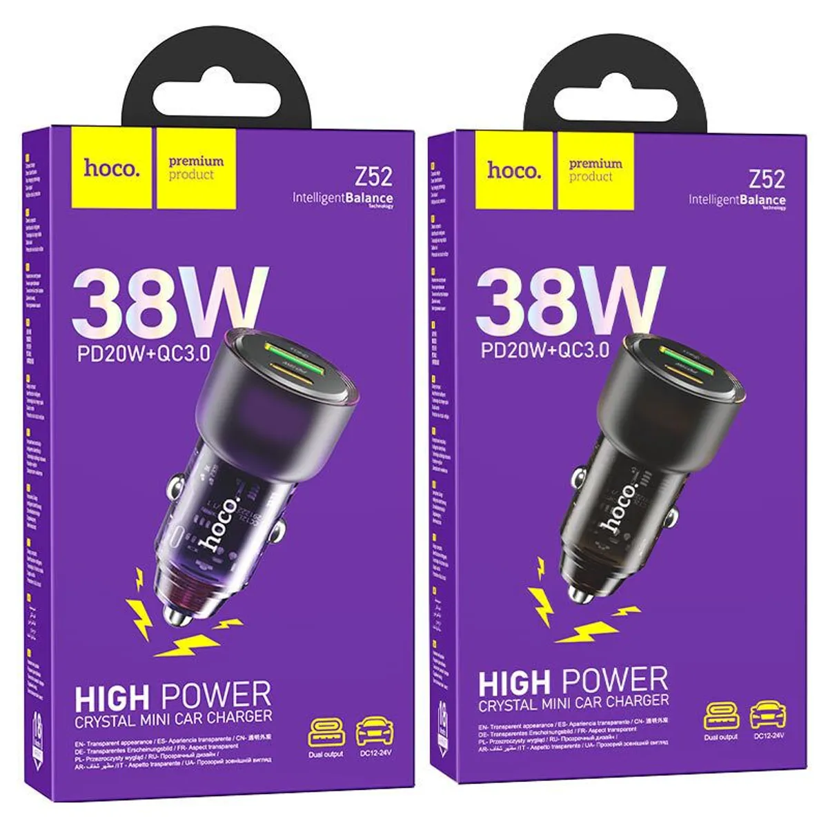 Car Fast Charger HOCO Z52 Spacious 38W USB A + USB C - Image 1