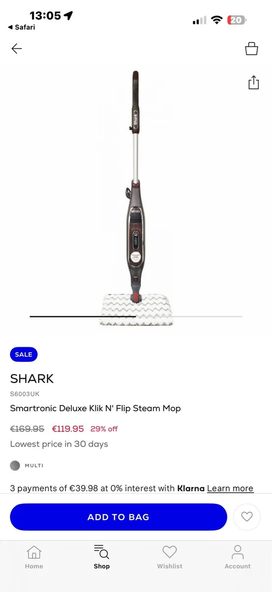 Shark Klik n' Flip Automatic Steam Pocket Mop - Image 1