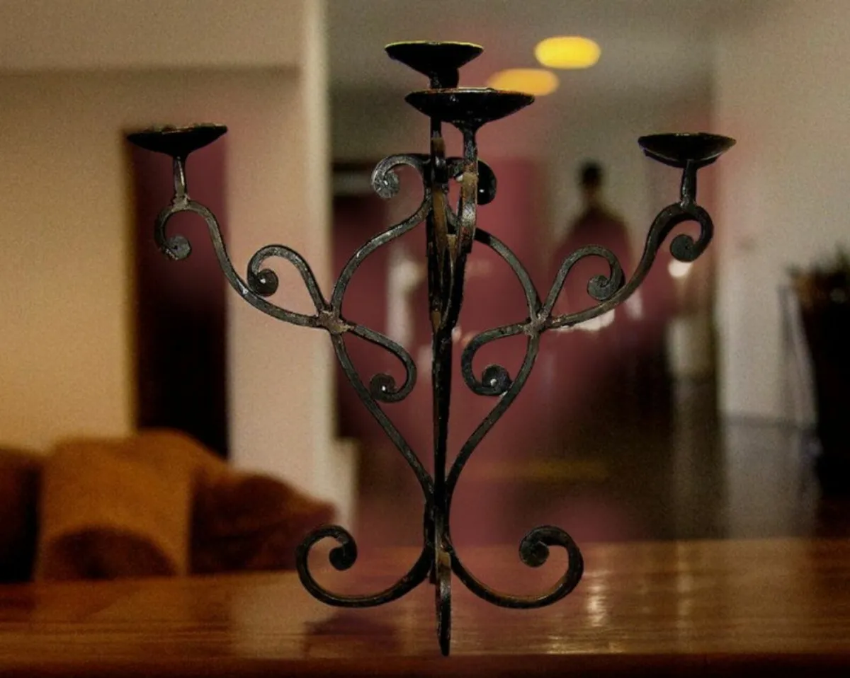 Pair Of Vintage Iron Candleabra - Image 1