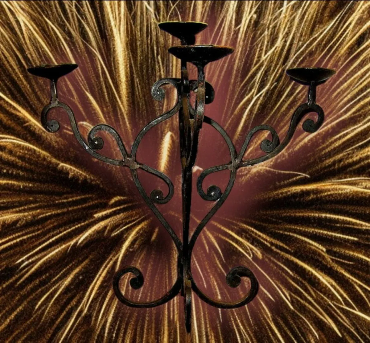 Pair Of Vintage Iron Candleabra - Image 4