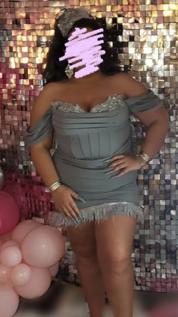 Grey/silver embellished dress - Image 1