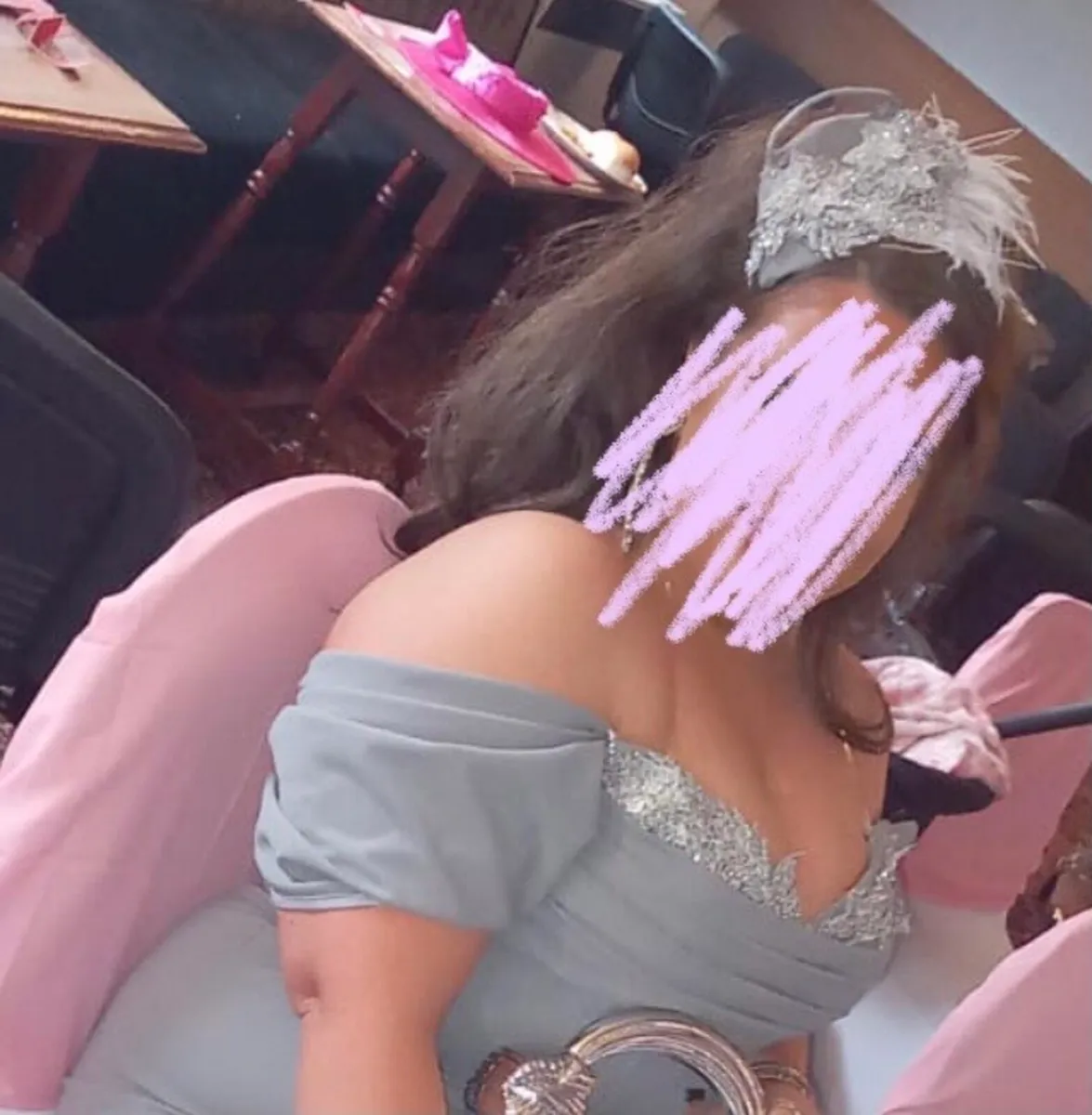 Grey/silver embellished dress - Image 2