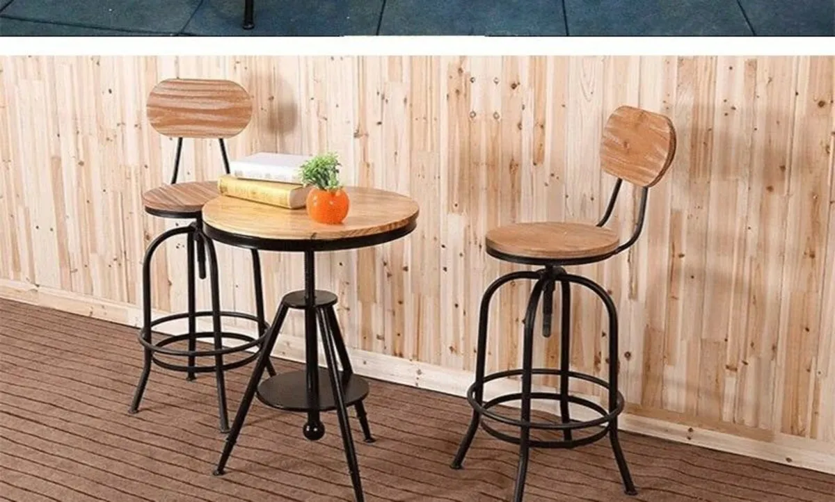 Swivel Kitchen Bar Stool Adjustable Pinewood - Image 4