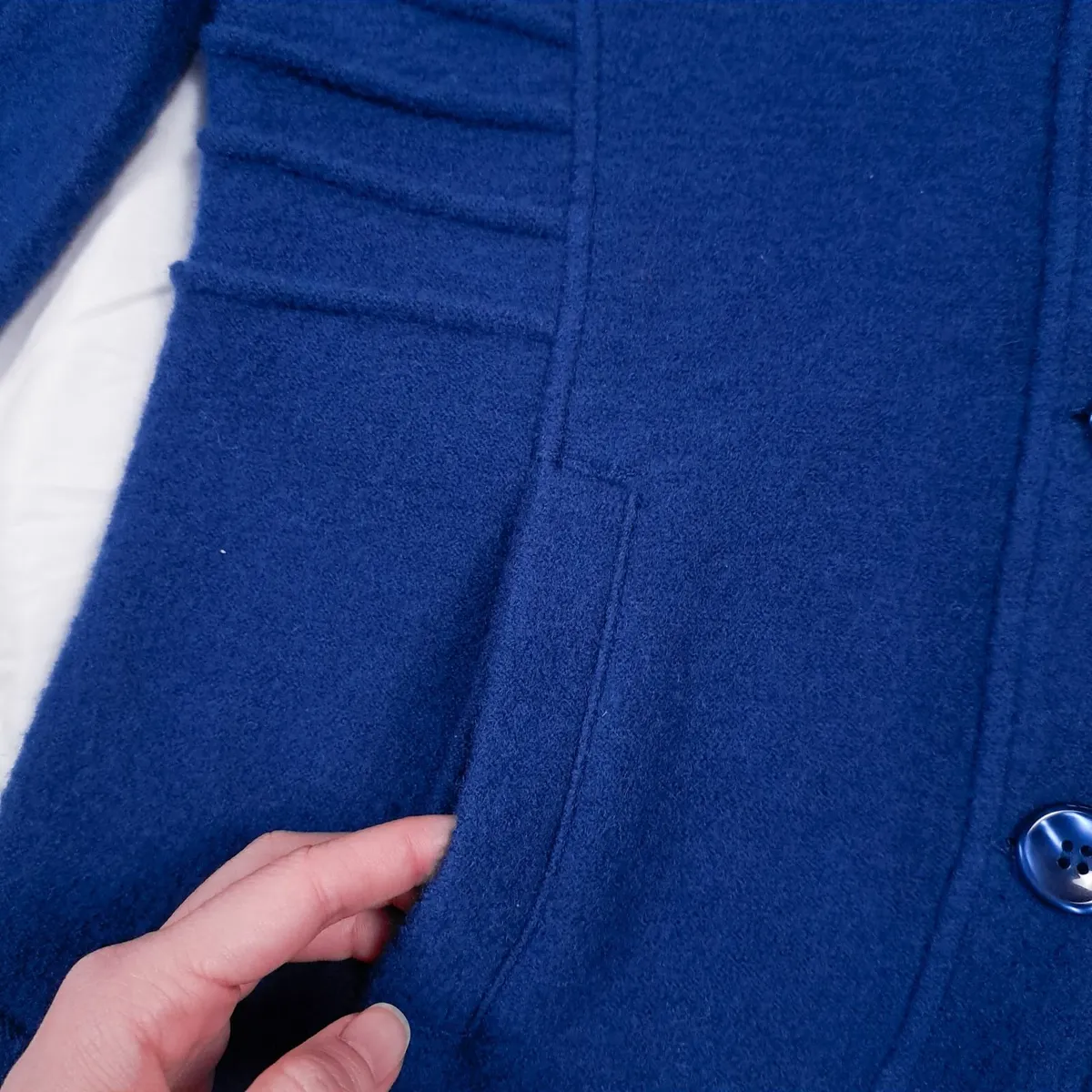 Your Sixth Sense Blue Wool Knit Jacket Blazer L - Image 3