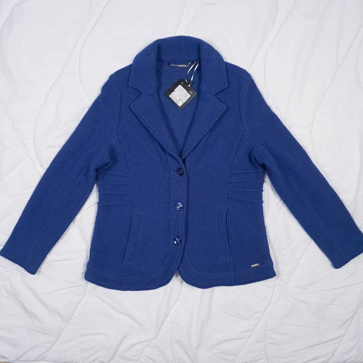 Your Sixth Sense Blue Wool Knit Jacket Blazer L - Image 2