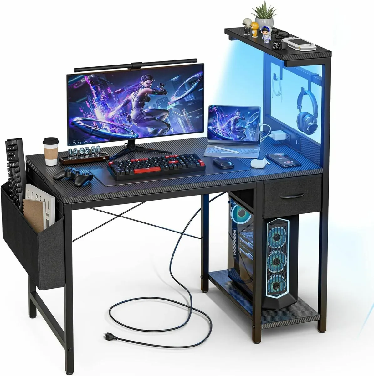 Gaming Desk 100 x 50 cm with Power Outlet and LED - Image 1