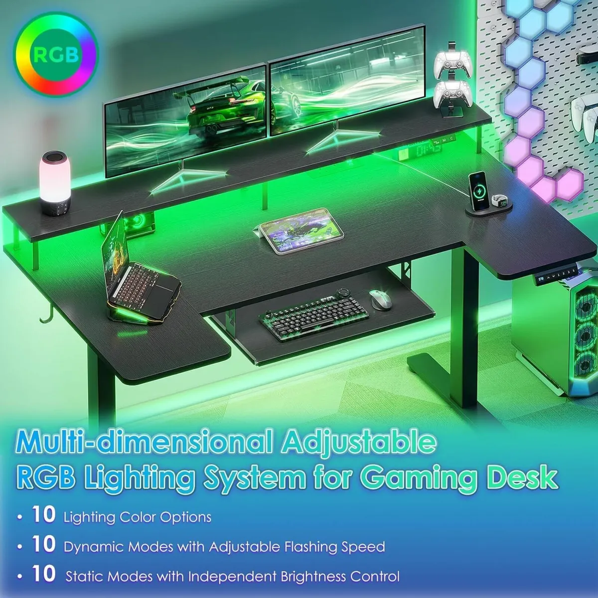 Standing Desk 140cm U Shaped Height Adjustable - Image 4