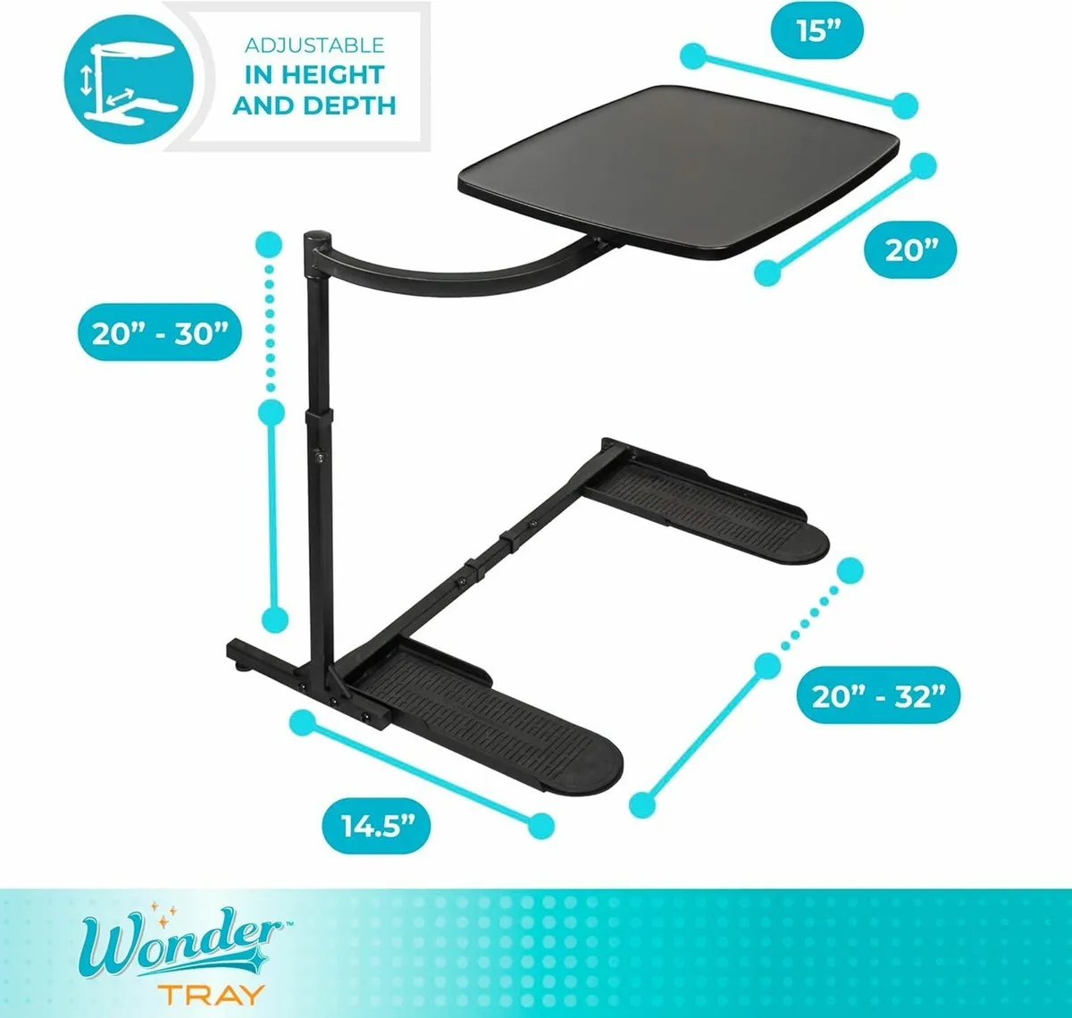 Wonder Tray Adjustable Swivel TV Table Large - Image 2