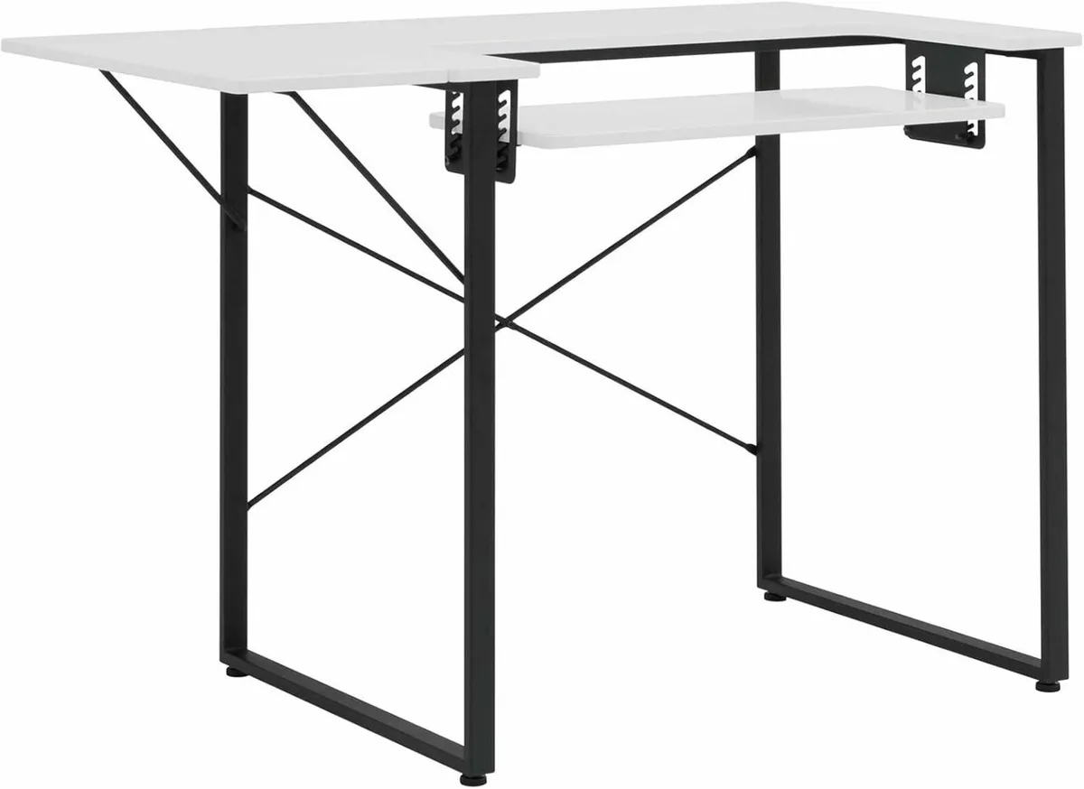 Small Sewing Table White Top with Black Legs - - Image 1