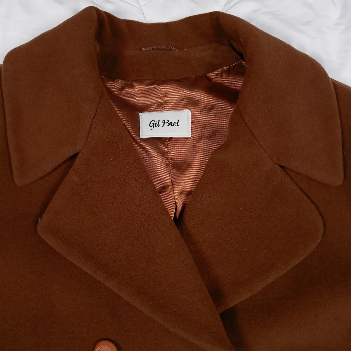 Gil Bret Brown Double Breasted Wool Coat 12UK/40EU - Image 4