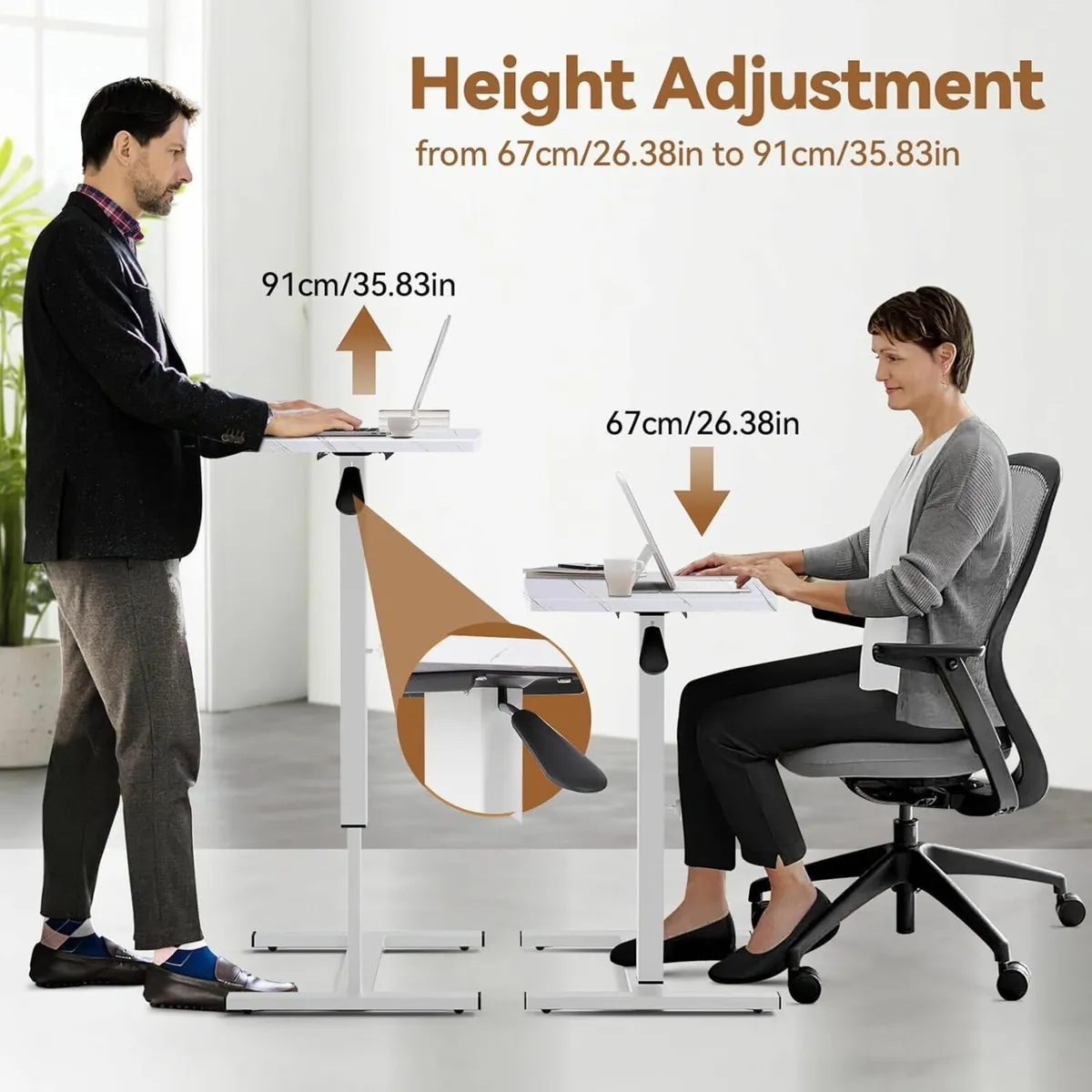 Overbed Bedside Table with Wheels 80x40cmx67-91cm - Image 4