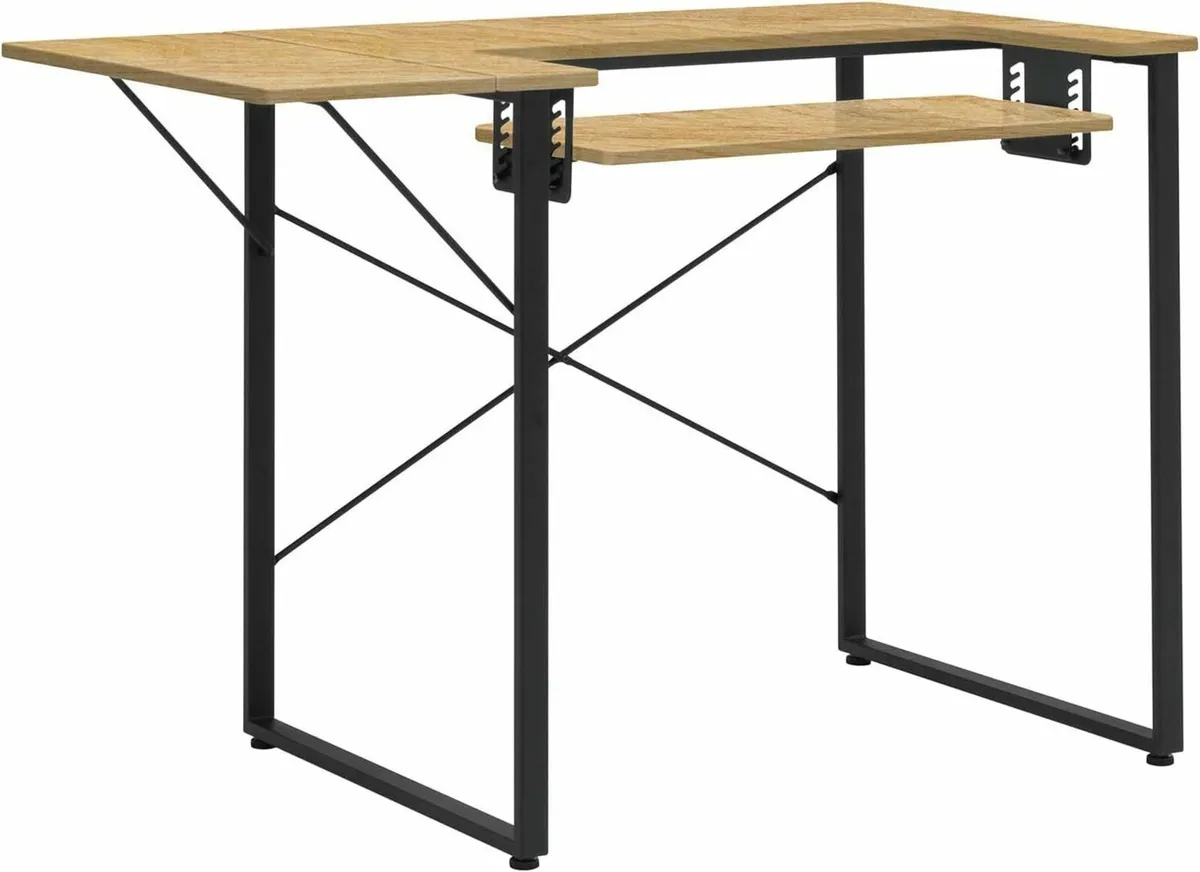 Small Sewing Table - Ashwood Top With Black Legs - Image 1