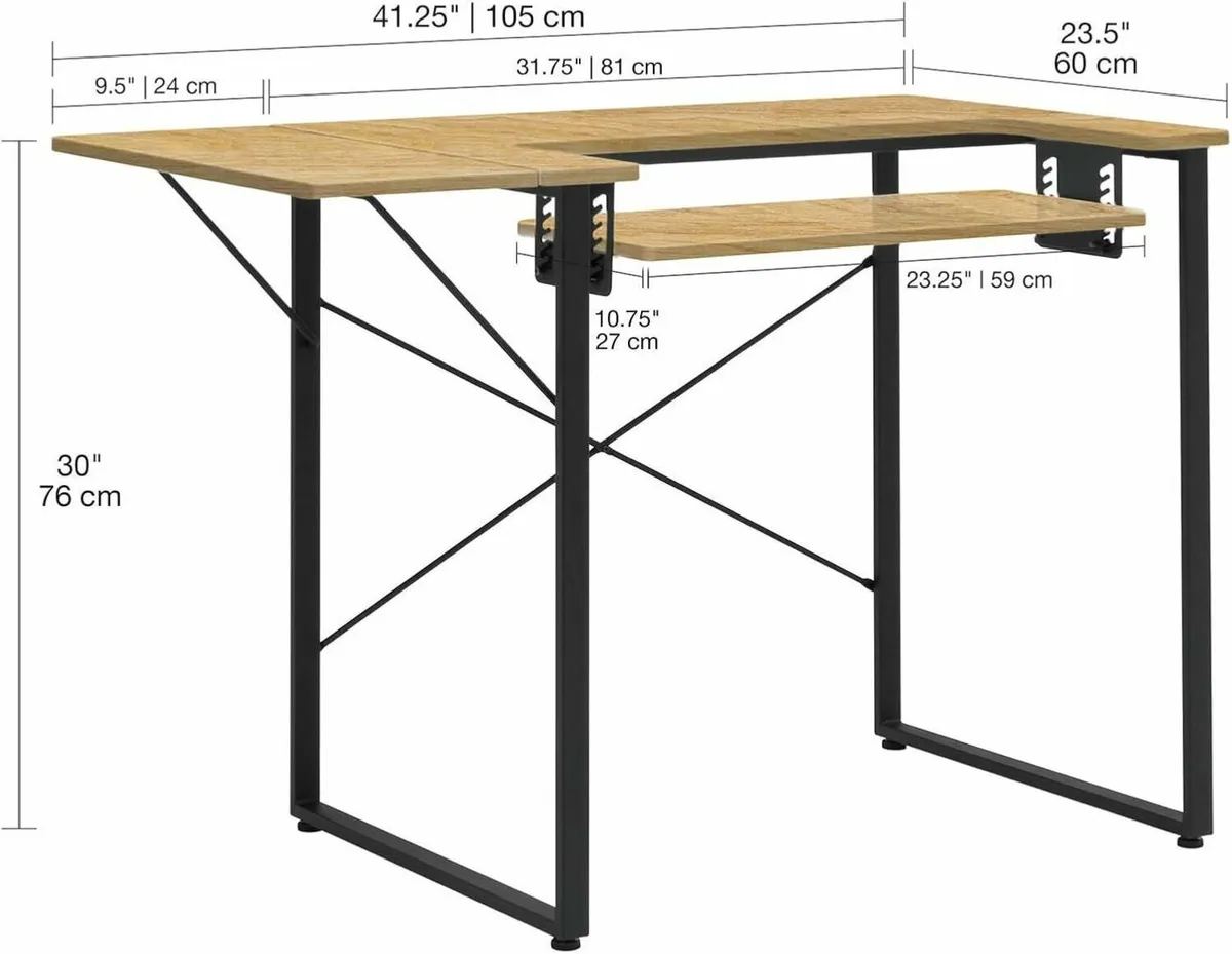 Small Sewing Table - Ashwood Top With Black Legs - Image 2