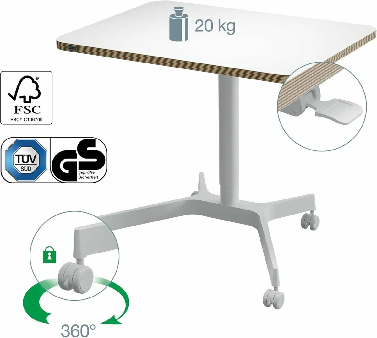 Ergo Small Sit Stand Desk with Pneumatic Height - Image 4