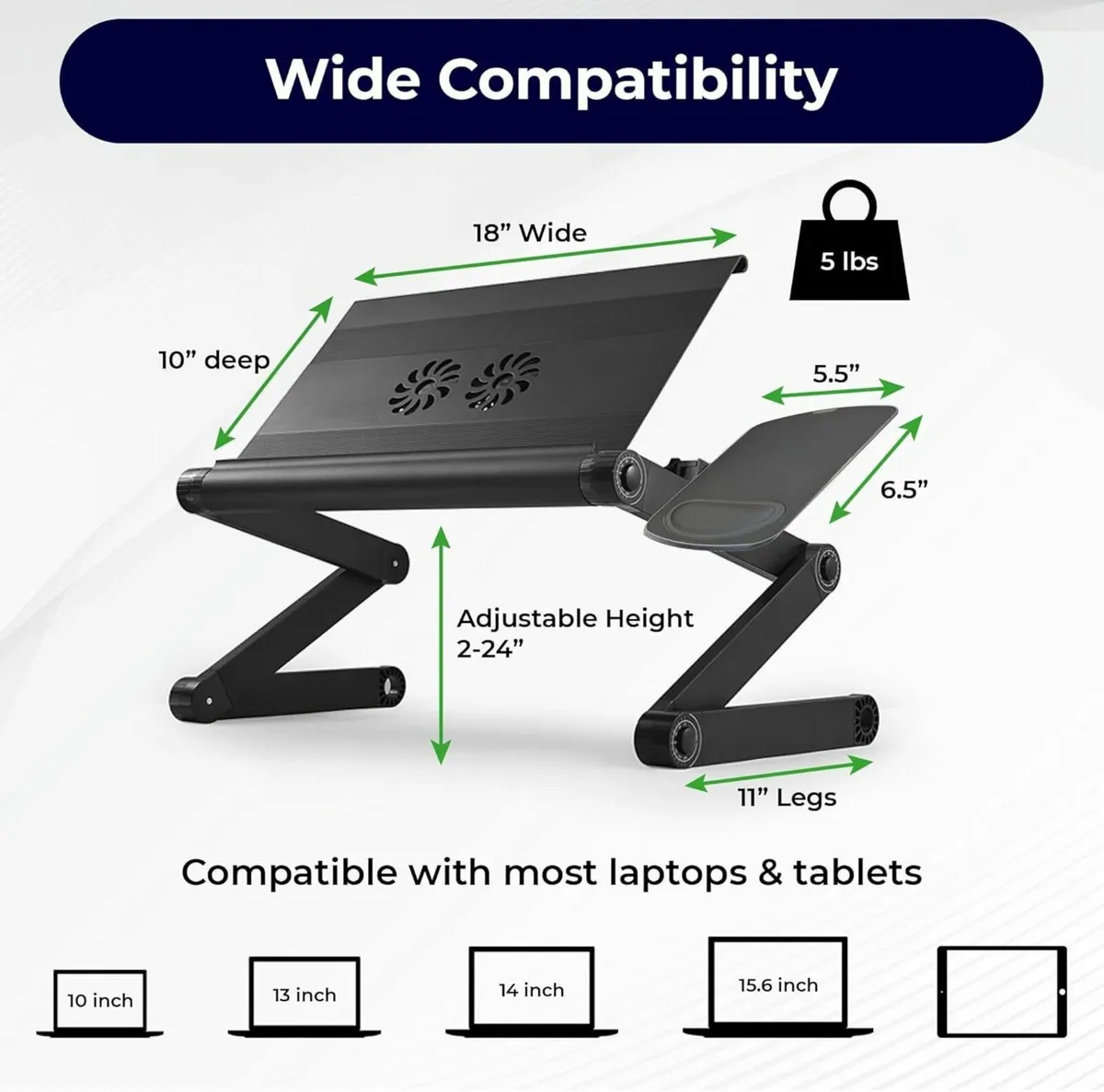 WorkEZ Cool Adjustable Laptop Stand Ergonomic Lap - Image 3