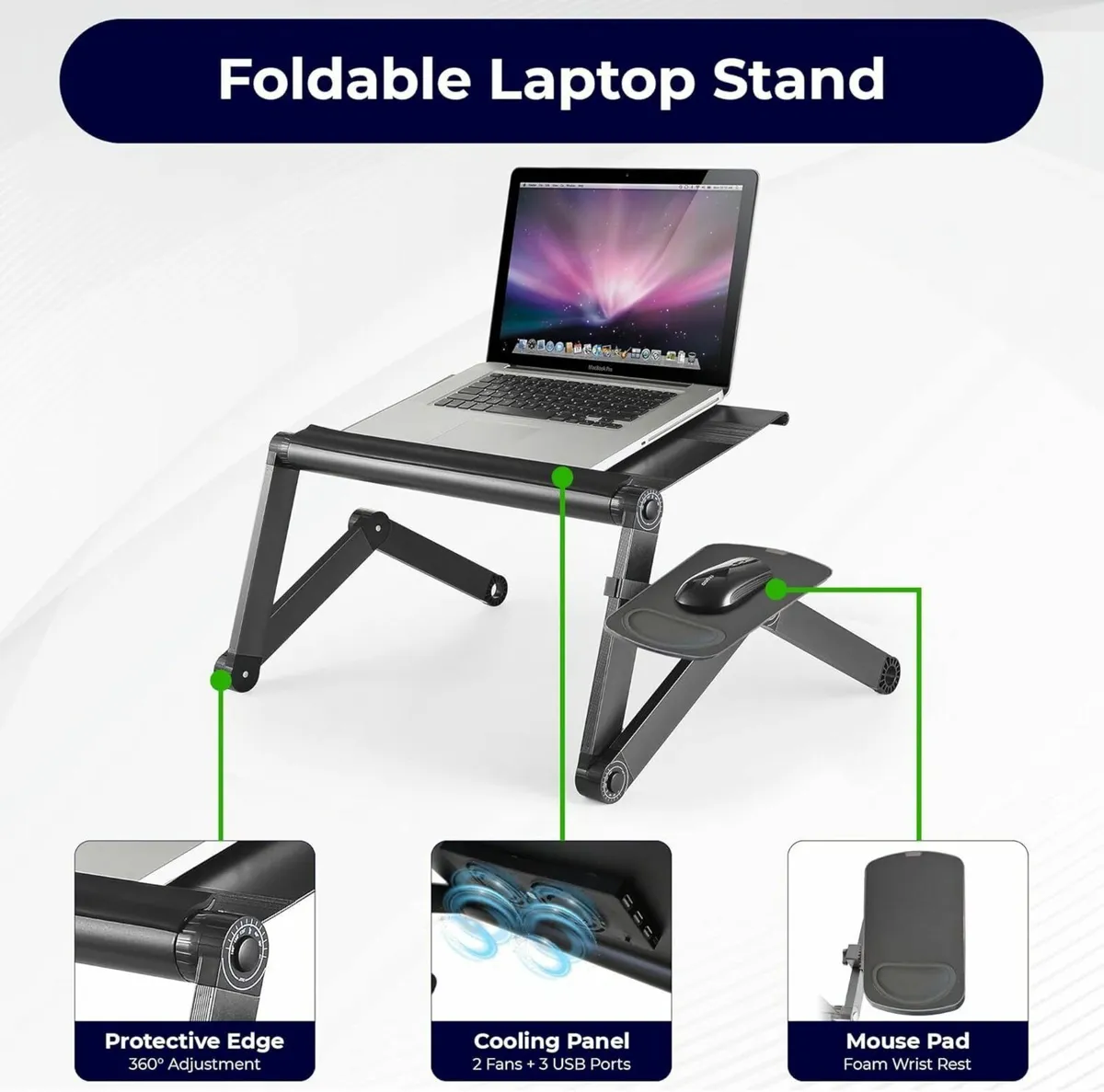 WorkEZ Cool Adjustable Laptop Stand Ergonomic Lap - Image 4