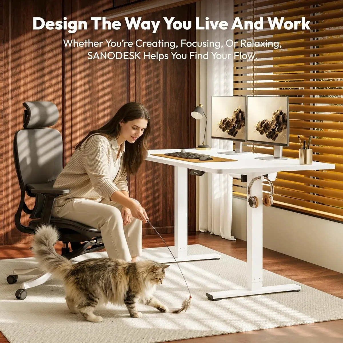 QS1+140 x 60 Electric Standing Desk Height - Image 2