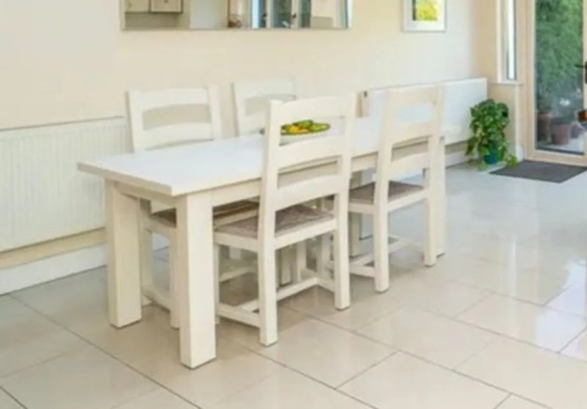 Farmhouse rustic oak table & chairs. - Image 2