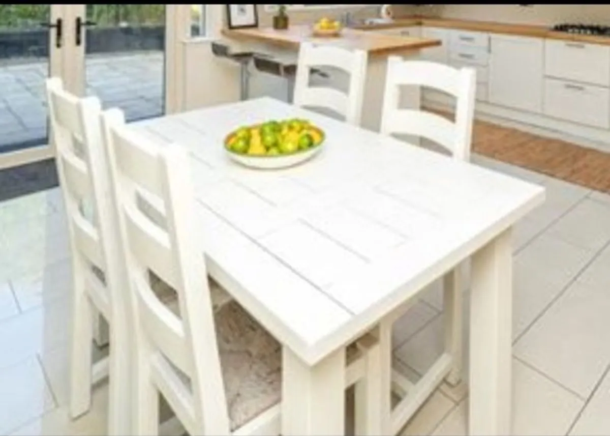 Farmhouse rustic oak table & chairs. - Image 3