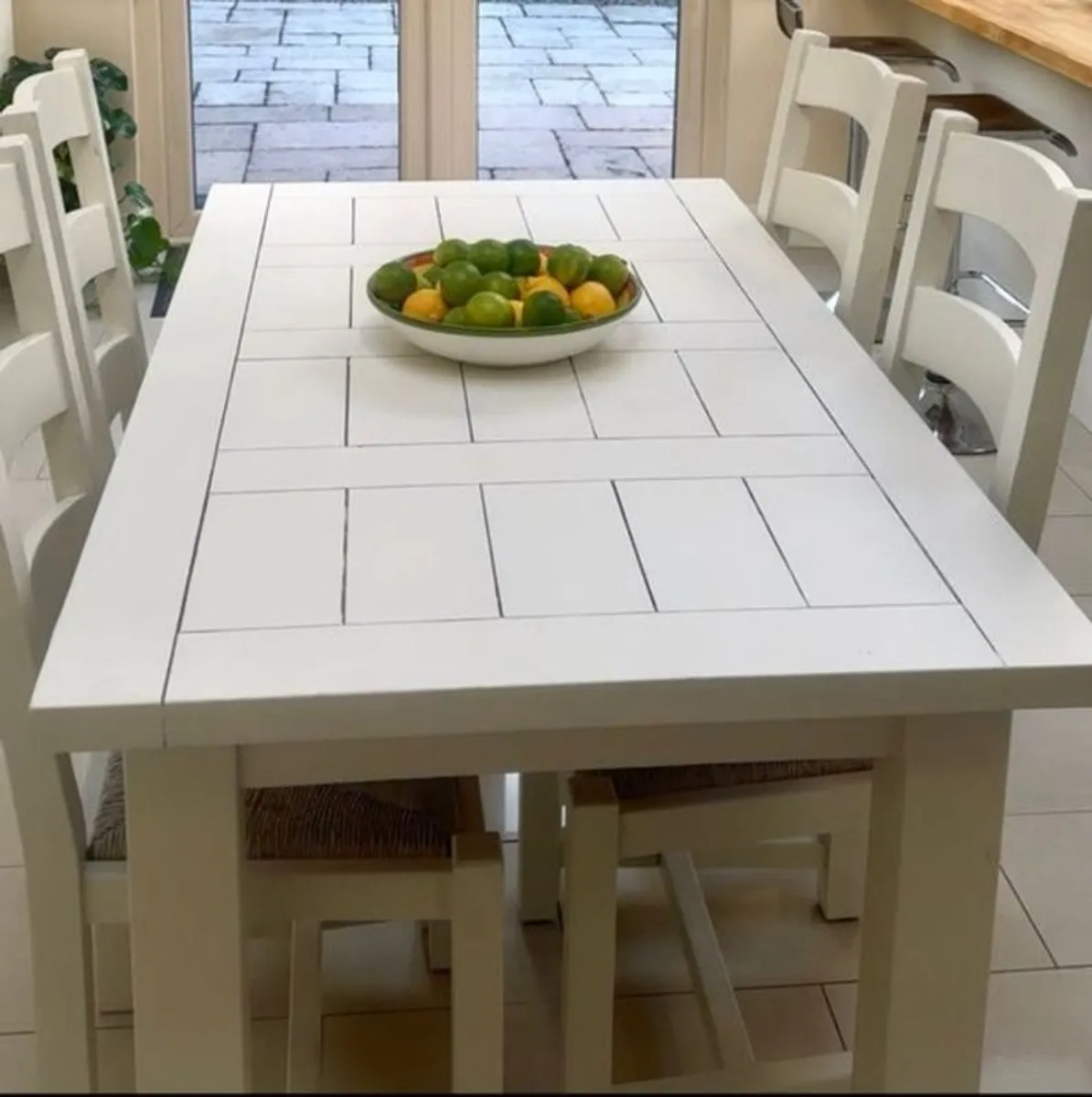 Farmhouse rustic oak table & chairs. - Image 4