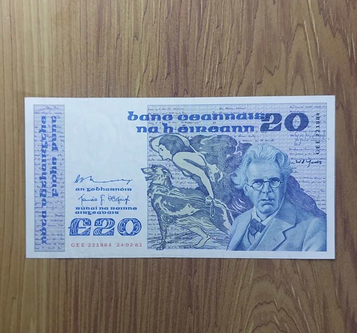Irish 20 poundYeats Banknote 1981 b series - Image 1