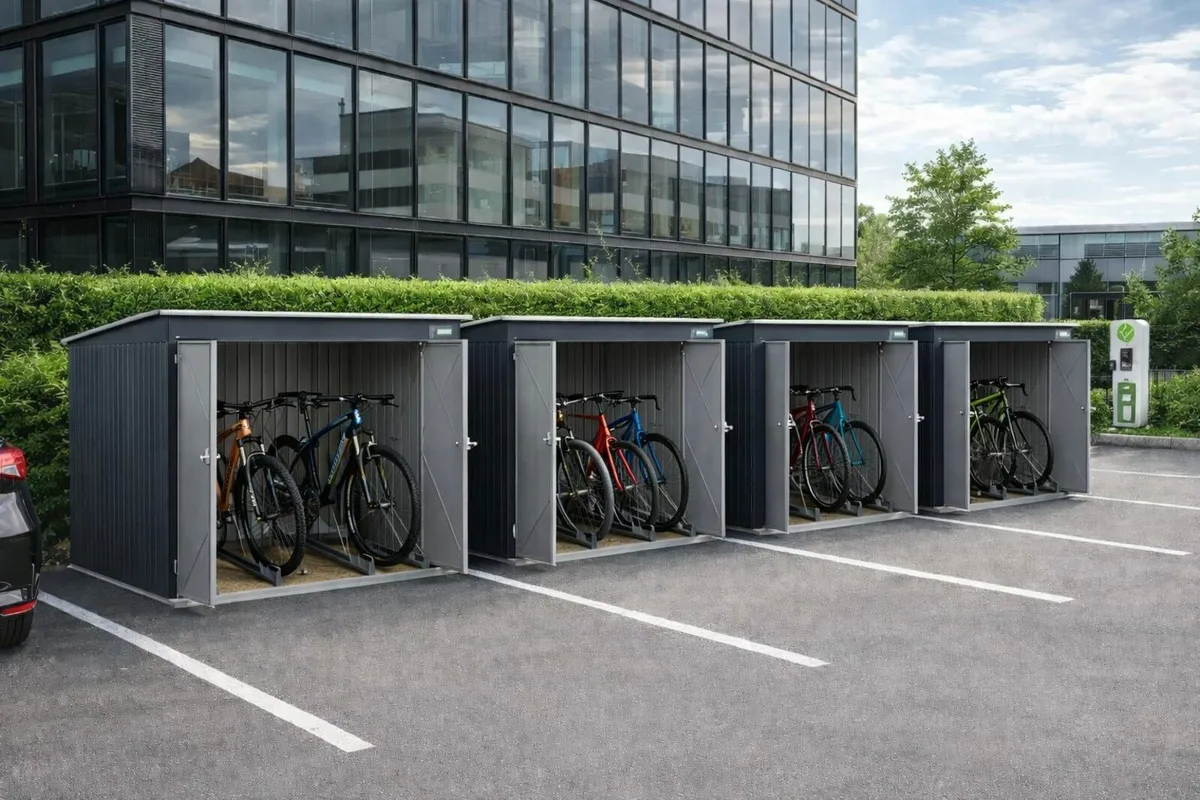 🚲 6×6 Steel Bike Shed –Grey Holds 4 Adult Bikes - Image 2