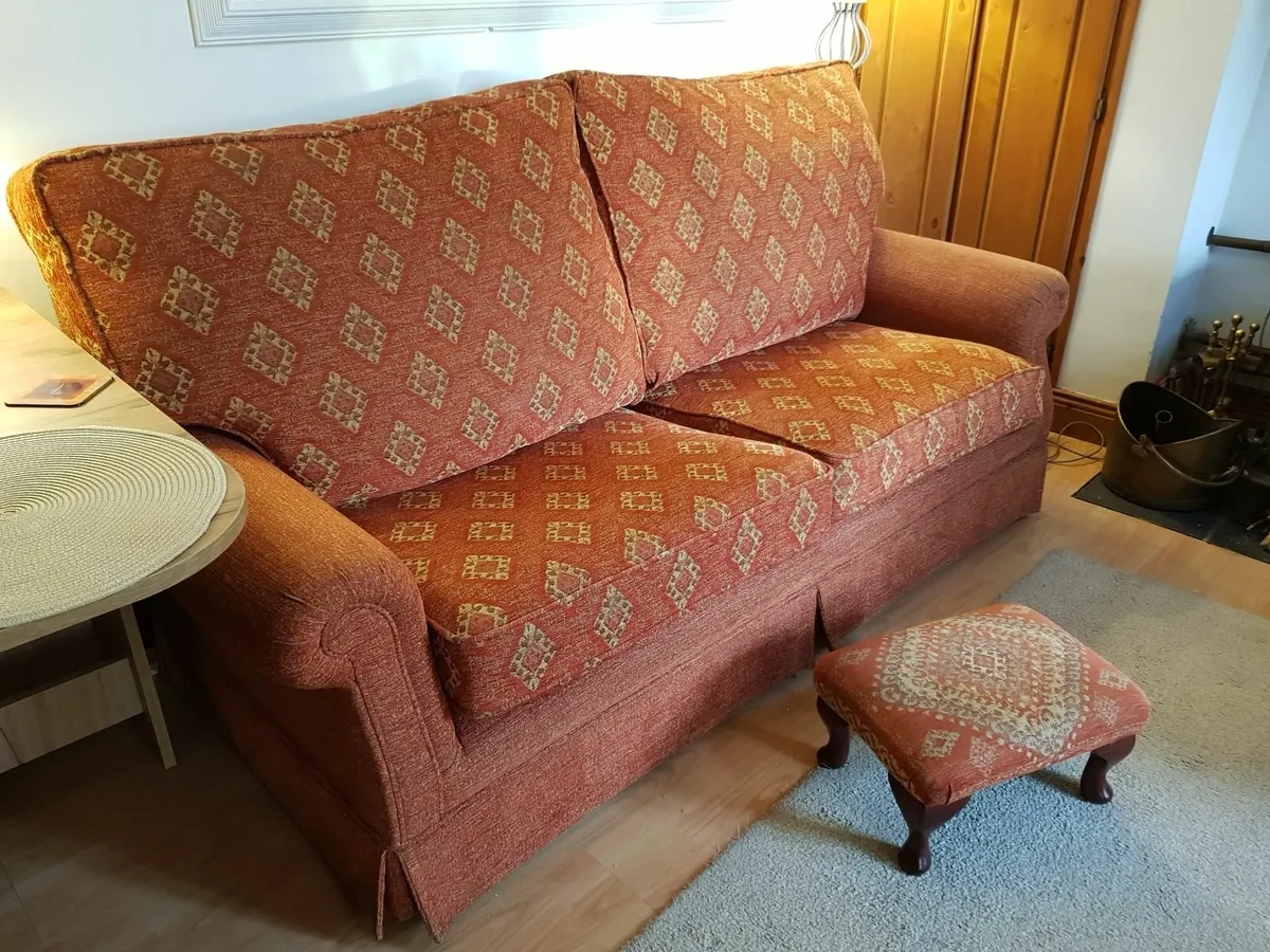 Handmade 2.5 Seater Sofa + Footstool - Image 1
