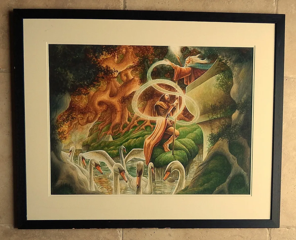 Large Signed Canvas Painting of Mythical Scene - Image 1
