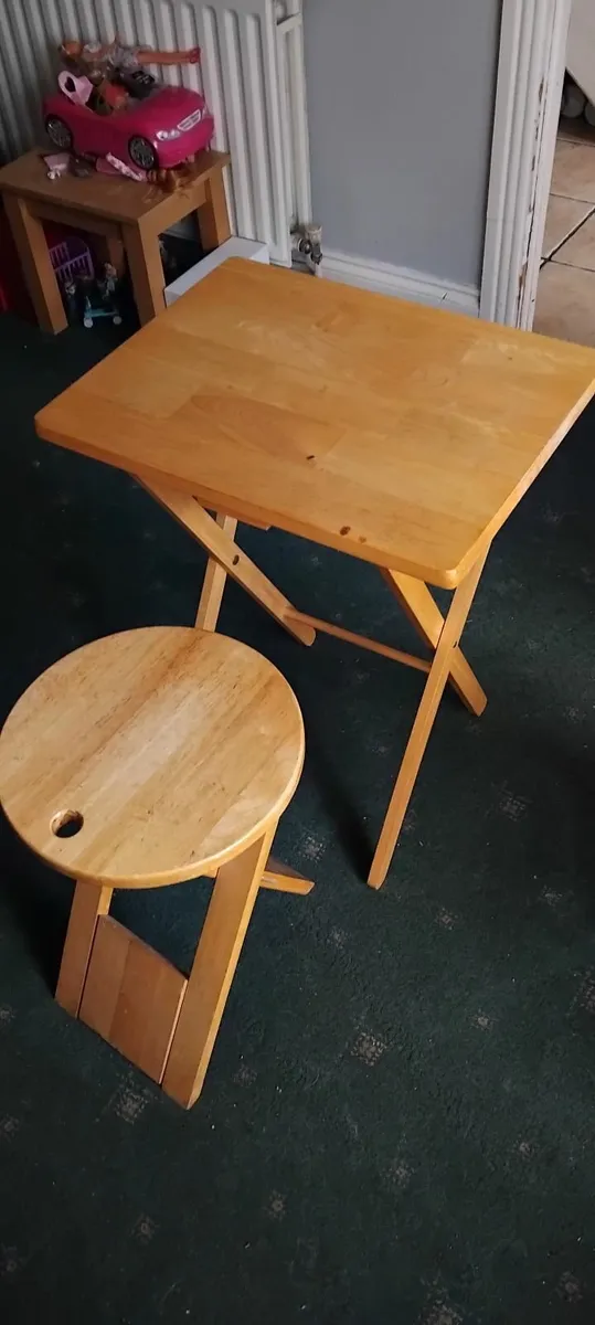 Small desk and stool - Image 2