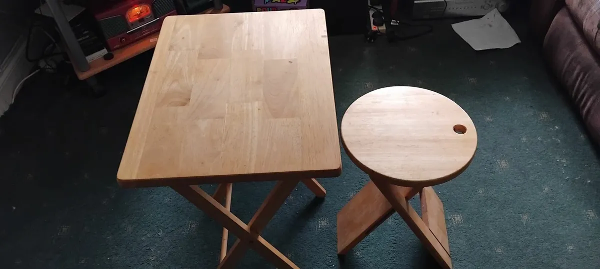Small desk and stool - Image 1