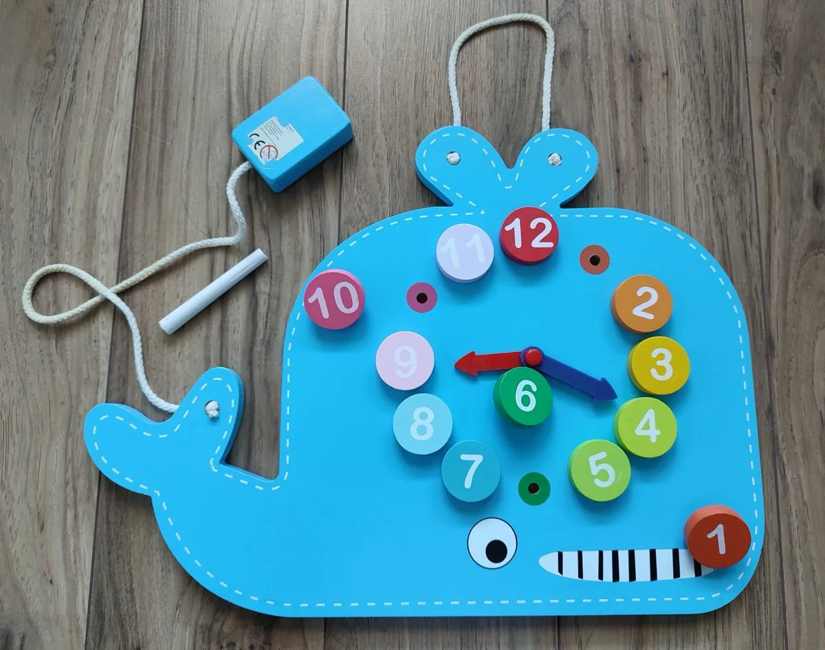 Blue Whale Clock Blackboard + Abacus, multicolour. - Image 4