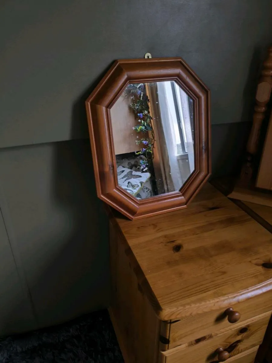 2 pine bedside lockers ,2 pine mirrors for wall,70 - Image 3