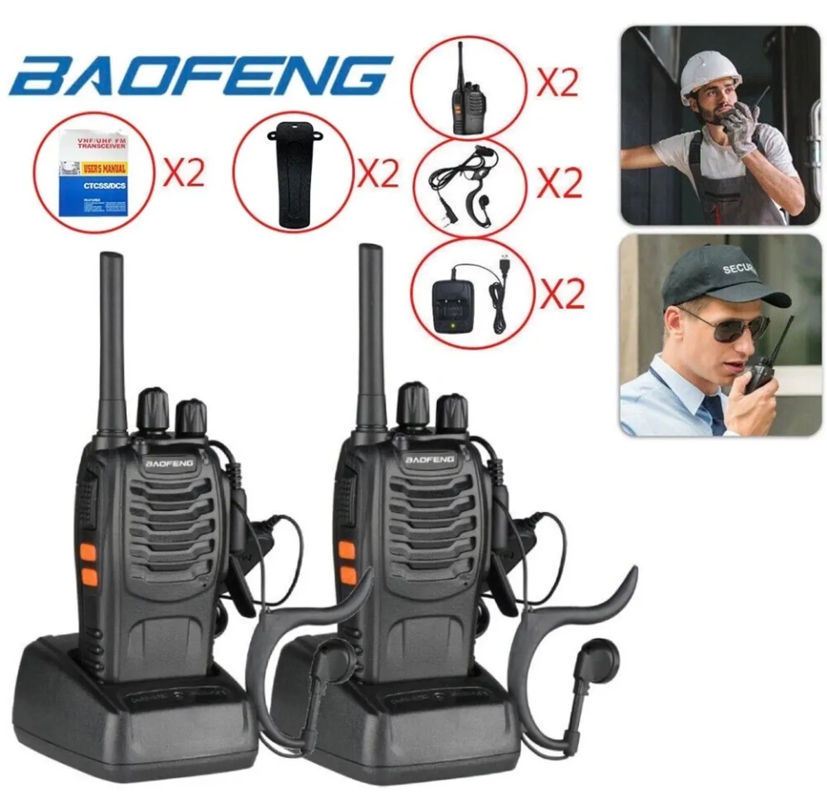 2 x Walkie Talkies Baofeng 16 Channel NEW - Image 1
