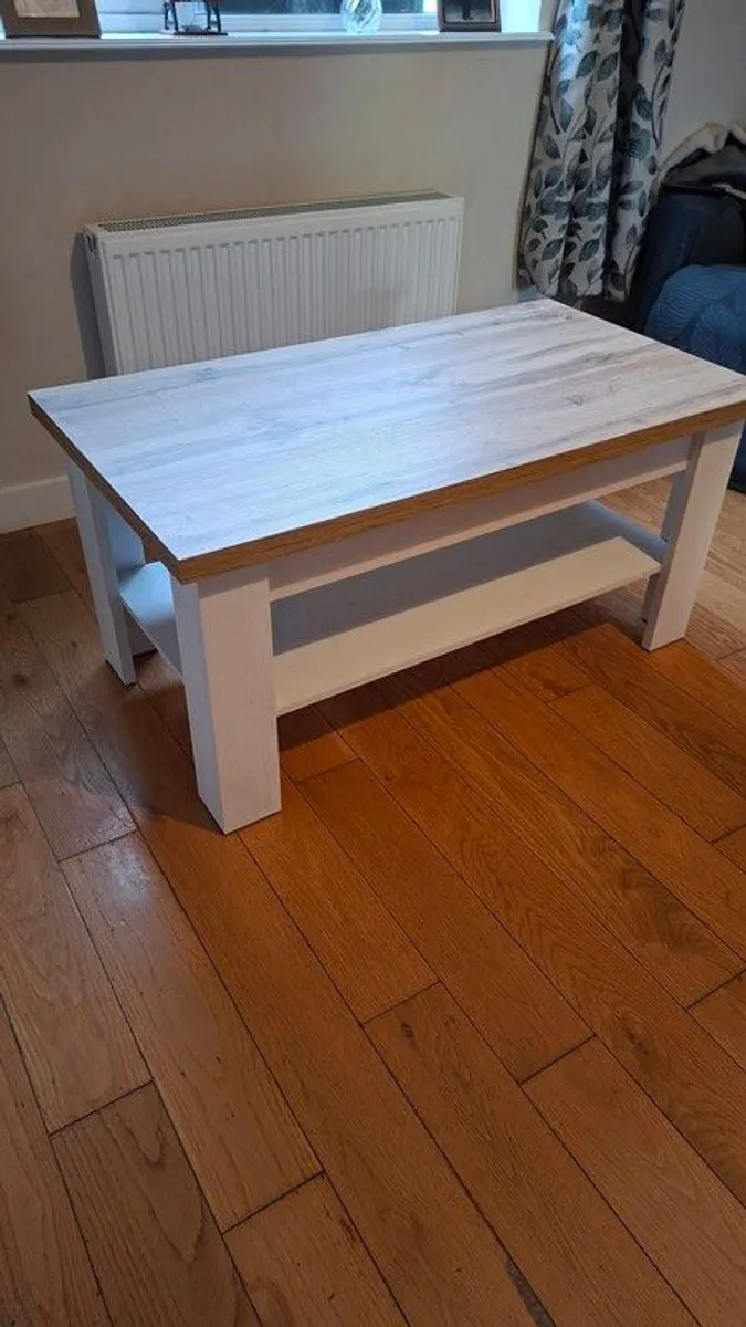 Coffee Table White & Natural oak colour - Image 3