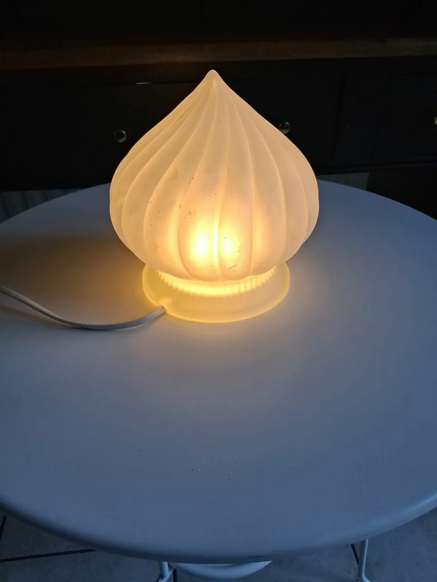 Bedside tables x2 . Glass lamps x 2 - Image 2