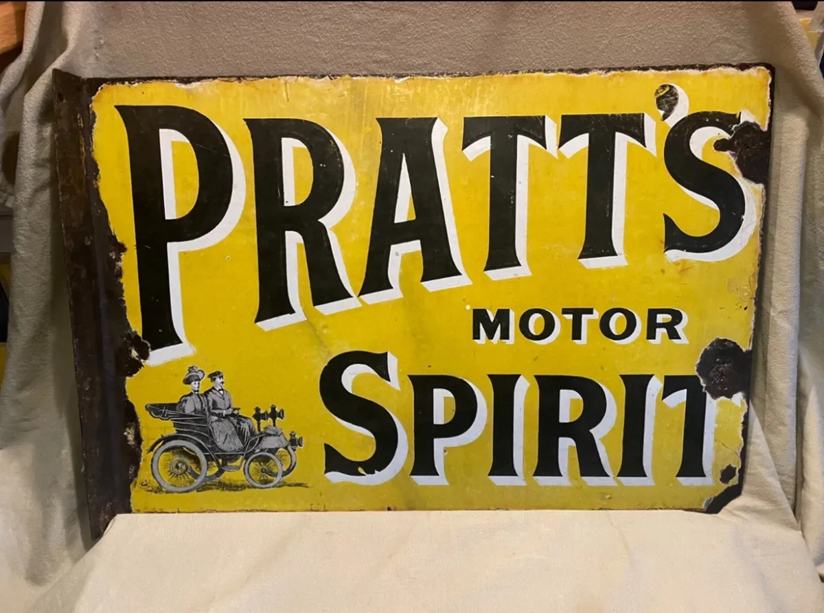 RARE ORIGINAL EARLY DOUBLE SIDED PRATT’S MOTORsign - Image 1