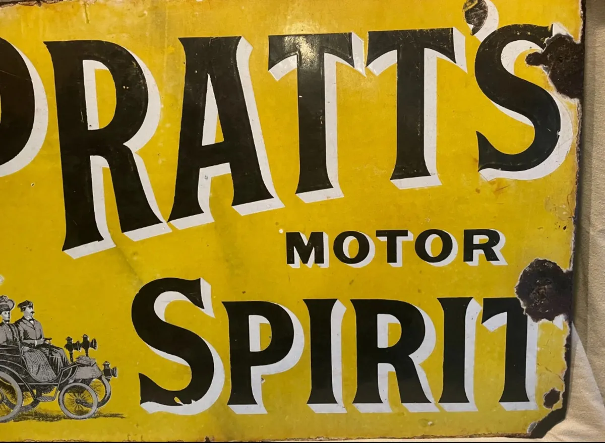 RARE ORIGINAL EARLY DOUBLE SIDED PRATT’S MOTORsign - Image 3