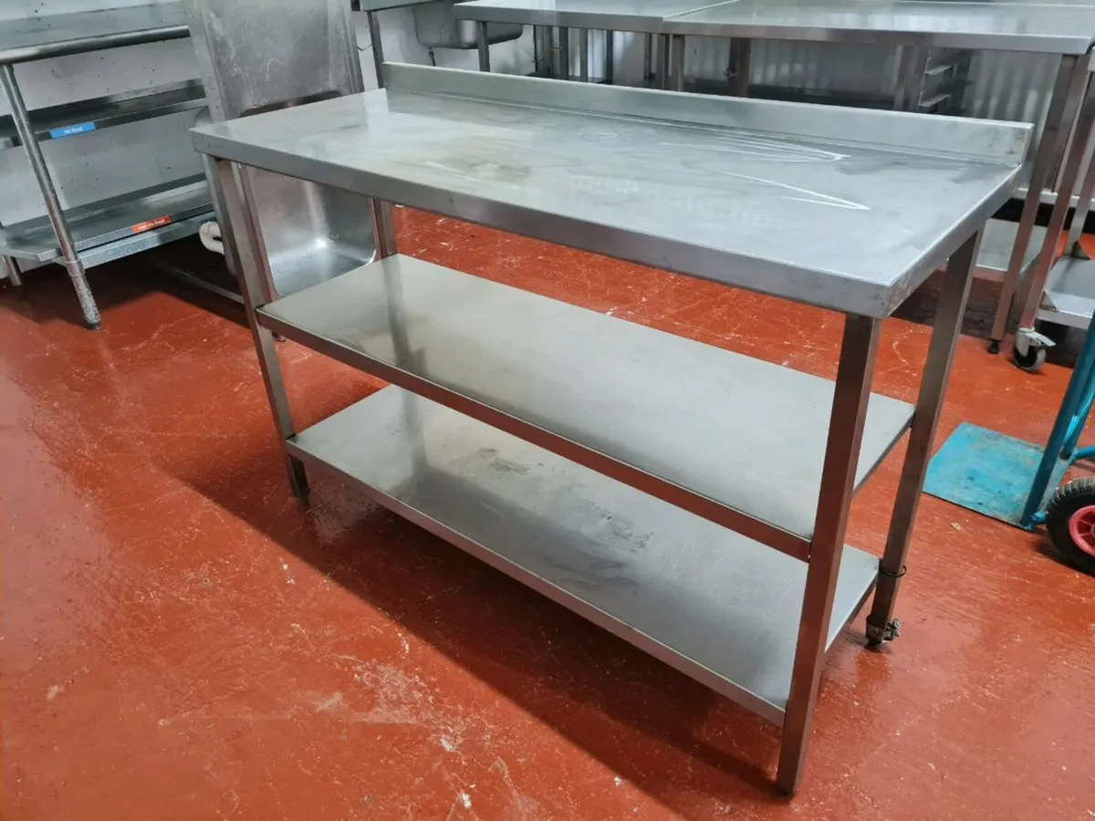 Stainless steel sinks, tables and shelf - Image 4