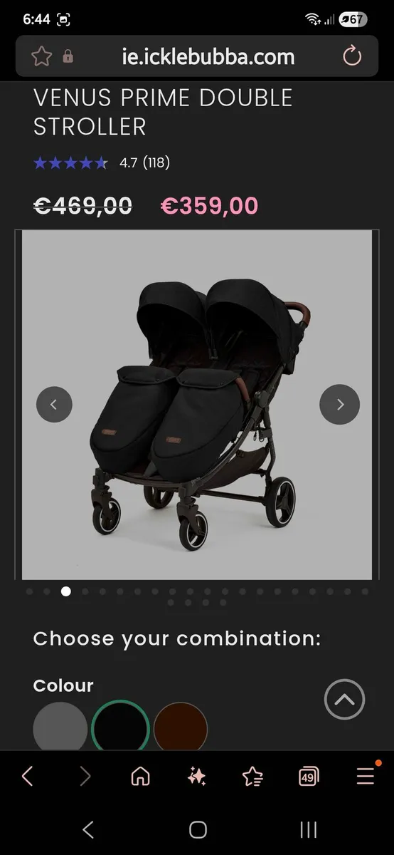 Ickle Bubba Venus Prime Double Stroller - Image 2