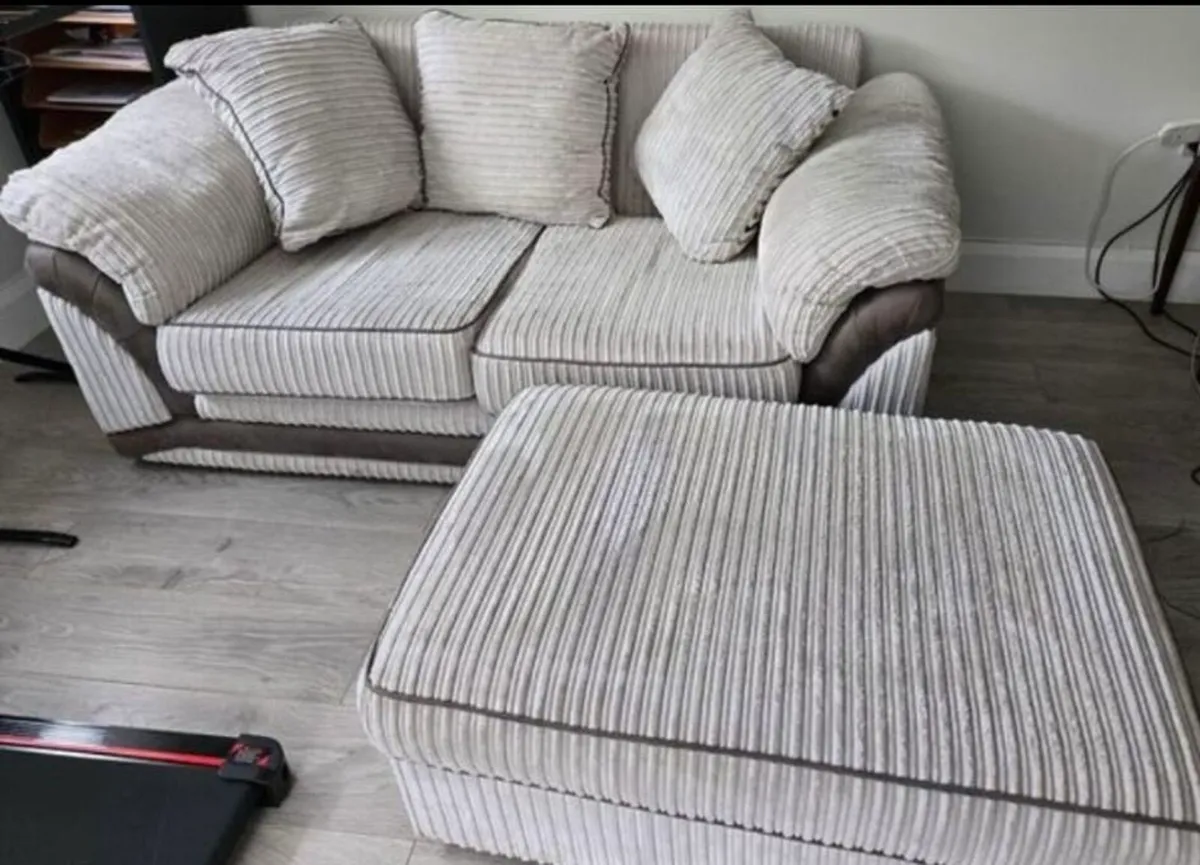 Two seater couch and foot stool