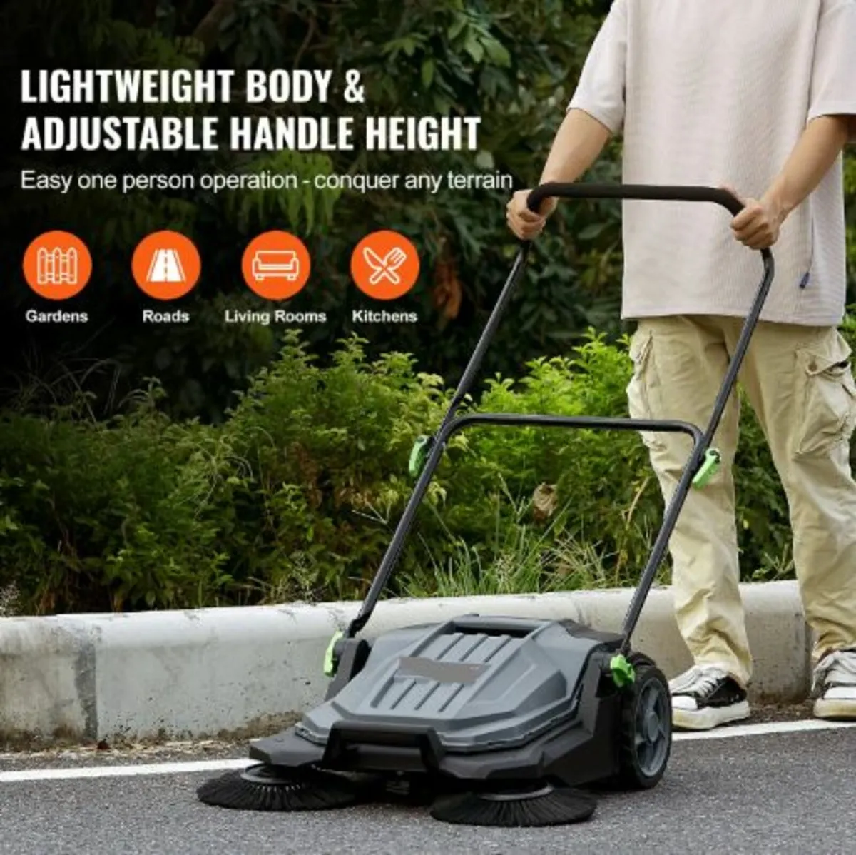 Walk-behind Hand Push Floor Sweeper, 65 cm Sweep - Image 4