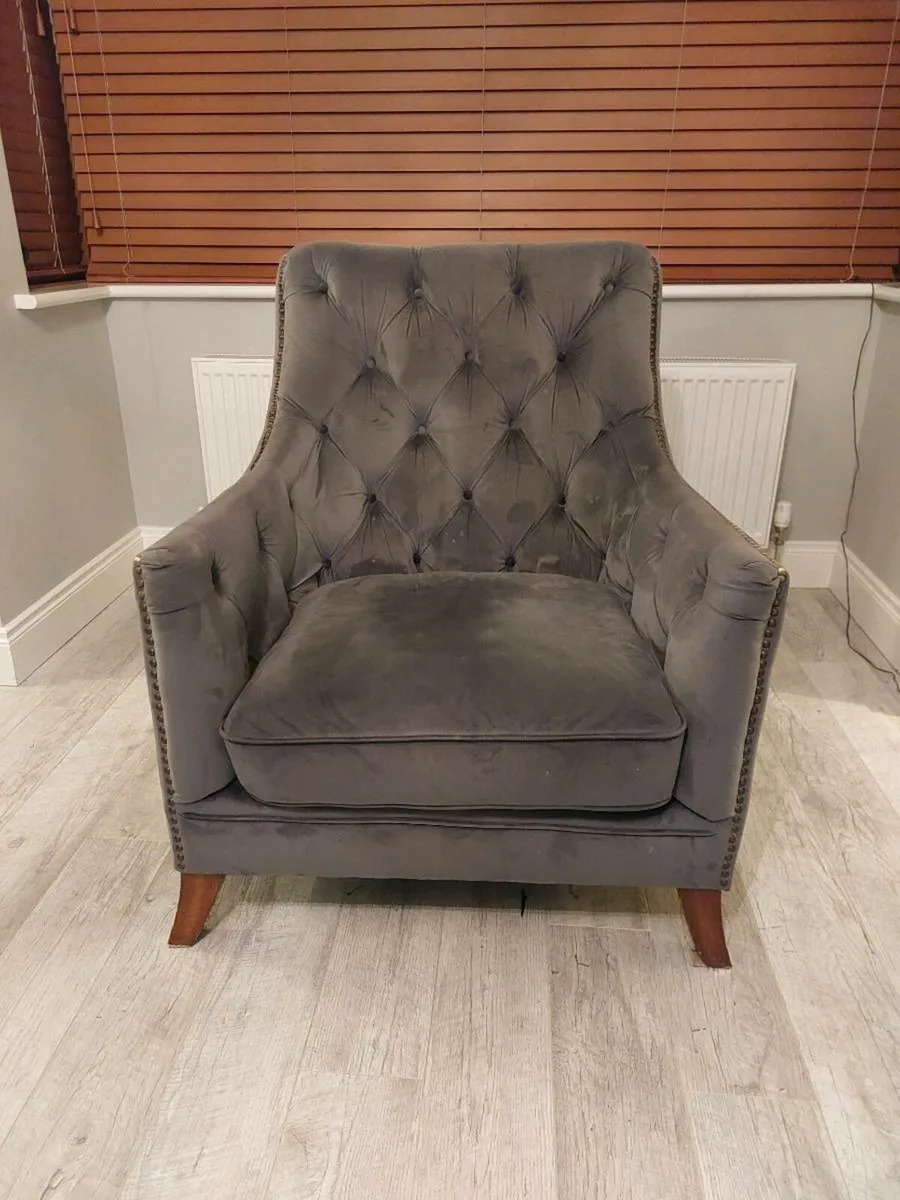 Couch & Armchair with footstool - Image 2