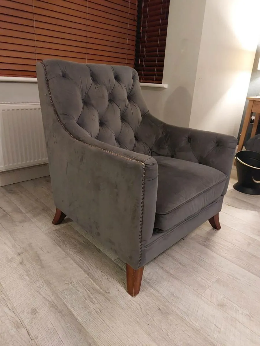 Couch & Armchair with footstool - Image 3