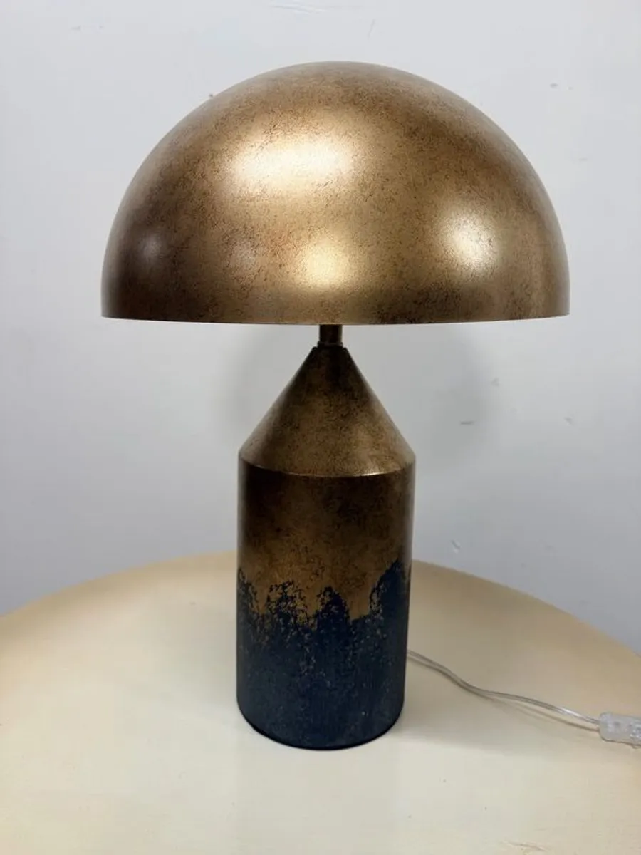 Contemporary Dome Table Lamp in Antique Brass - Image 1