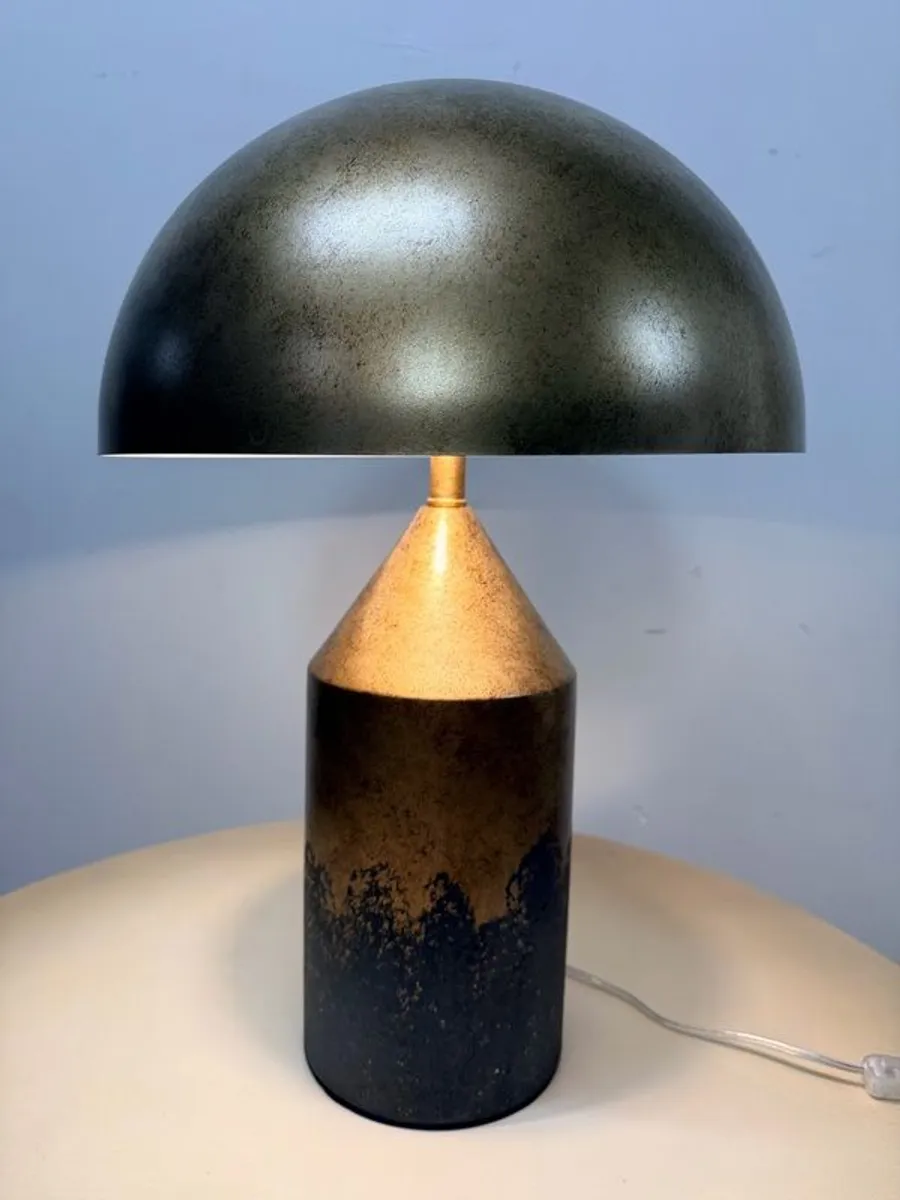 Contemporary Dome Table Lamp in Antique Brass - Image 3