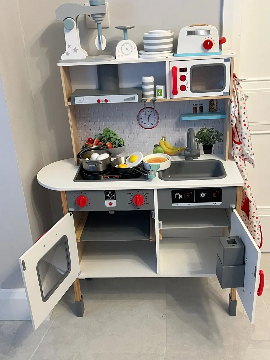 Kids Wooden Kitchen with play food and accessories - Image 2