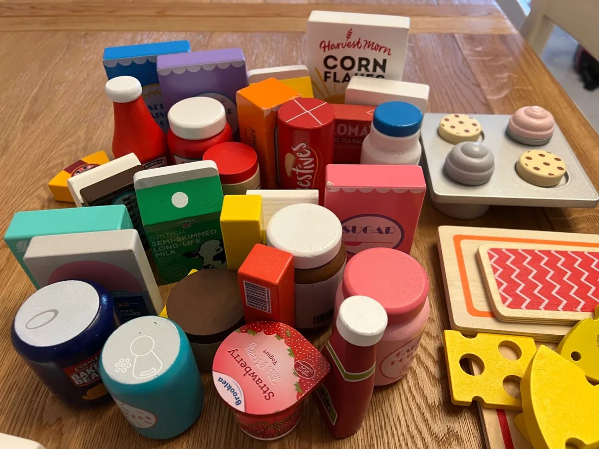 Kids Wooden Kitchen with play food and accessories - Image 3